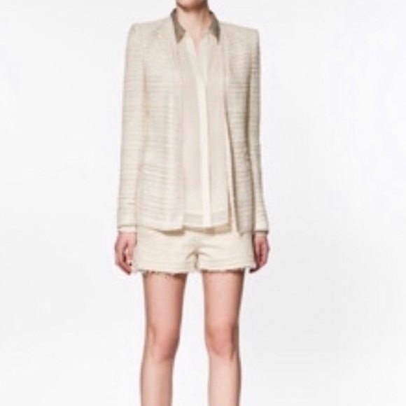 ZARA Fantasy Boucle Cream Tweed Blazer XS - Picture 3 of 5
